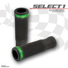 HS MOTO GUMOVÉ GRIPY SELECT1 ZELENÝ PRSTEŇ 22 MM