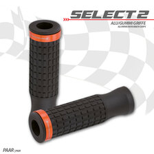 HS MOTO GUMOVÉ GRIPY SELECT2 ORANŽOVÝ PRSTEŇ 22 MM
