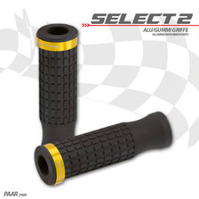 HS MOTO GUMOVÉ GRIPY SELECT2 ZLATÝ PRSTEŇ 22 MM