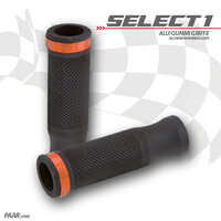 HS MOTO GUMOVÉ GRIPY SELECT1 ORANŽOVÝ PRSTEŇ 22 MM