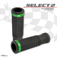 HS MOTO GUMOVÉ GRIPY SELECT2 ZELENÝ PRSTEŇ 22 MM